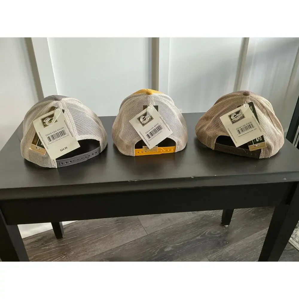 Lot of 3 NWT Drake Waterfowl Old School Patch Mesh Back Trucker Hats Caps